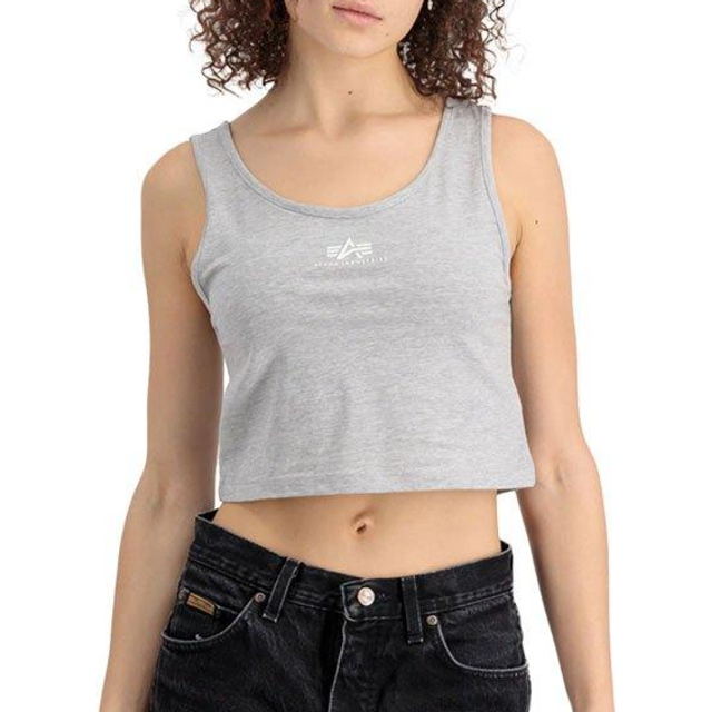 Alpha Industries Basic Crop SL Ladies Tank Top, grey, Size XS for Women