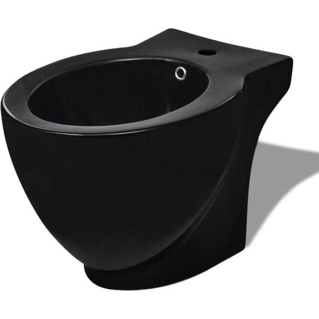 vidaXL Round Bidet Stand Black High-quality Ceramic