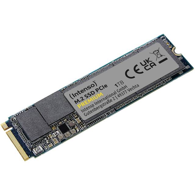 Intenso 1 TB M.2 SSD PCIe Premium, upp till 2100 MB/s, (PCI Express Gen.3 x 4 NVMe 1.3, Solid State Drive)