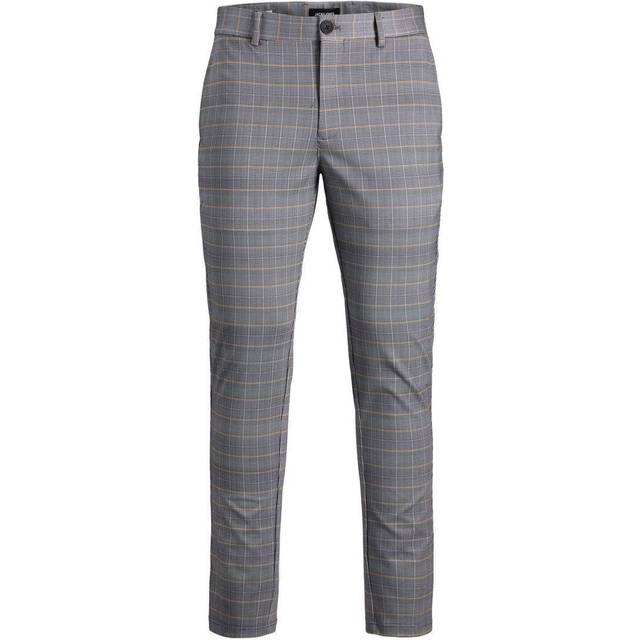 Jack & Jones Grey / Chipmunk Marco Phil Checked Chinos - 30R