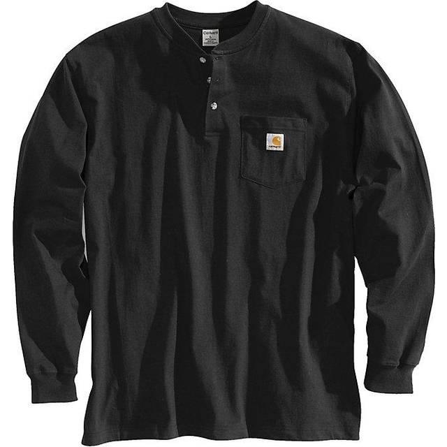 Carhartt Men's Big & Tall Loose Fit Heavyweight Long-Sleeve Pocket Henley T-Shirt  Black  4X-Large
