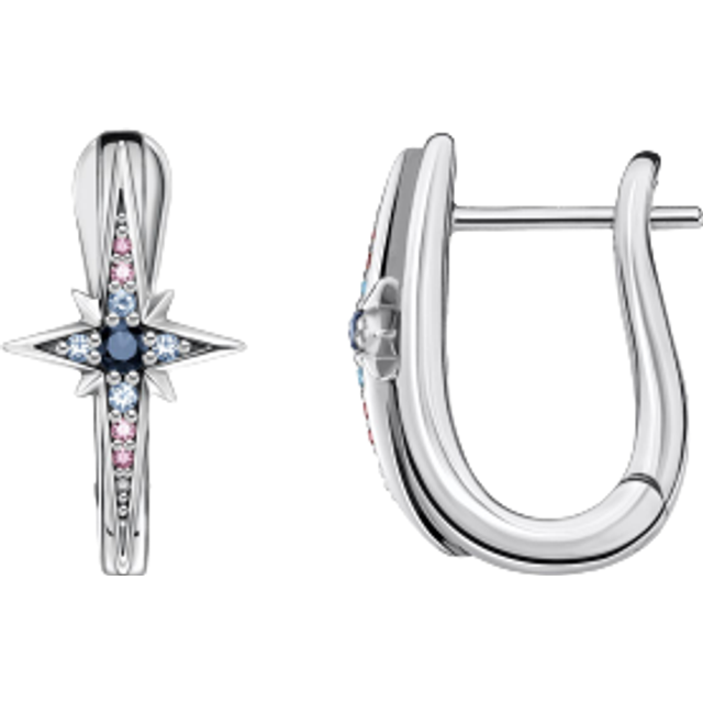 Sterling Silver Magic Stars Hoop Earrings CR678-945-7