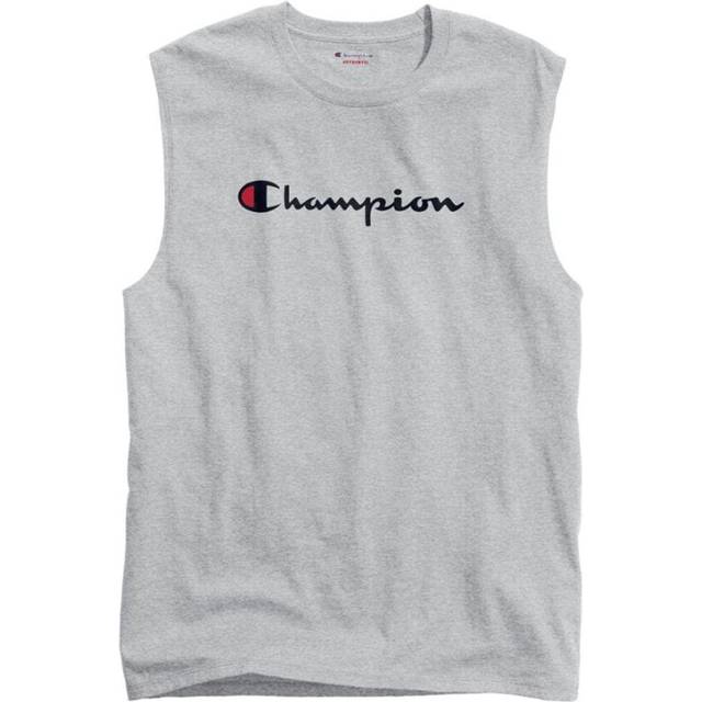 Champion Men's Classic Jersey Muscle Tee  Screen Print Script  Oxford Gray  Small