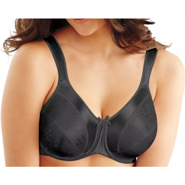 Bali Women's Satin Tracings Minimizer Underwire Bra  Black  34DDD
