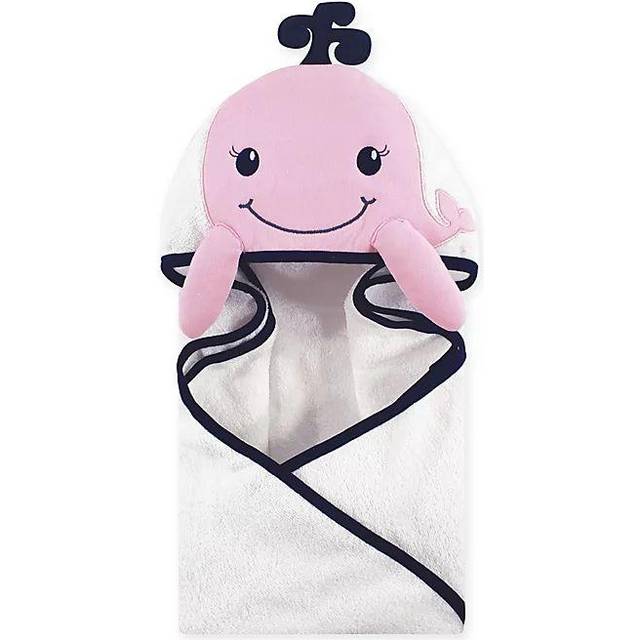 Hudson Baby Unisex Baby Cotton Animal Face Hooded Towel  Girl Whale  One Size