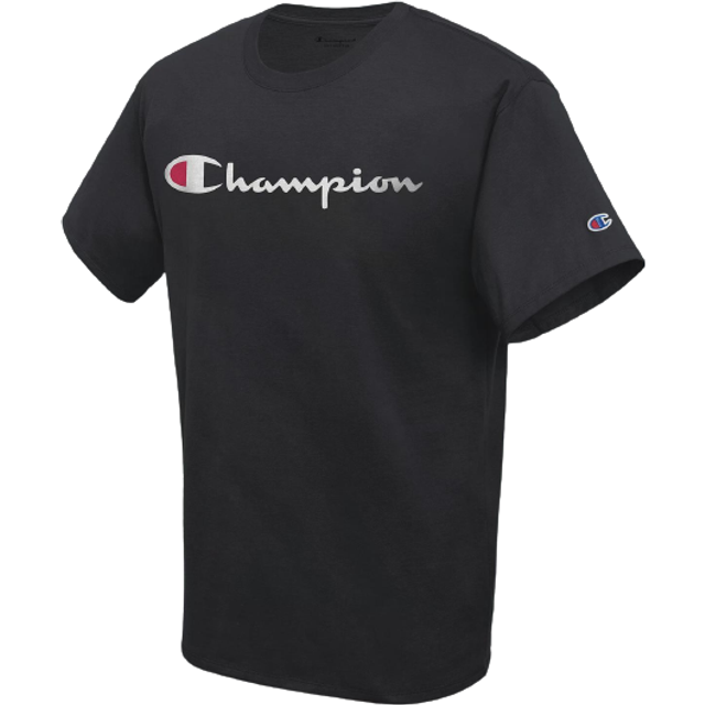 Champion Mens T-shirt  Classic Graphic Soft And Comfortable For Men  Script Logo Reg. Or Big & Tall  Black Script  Small US
