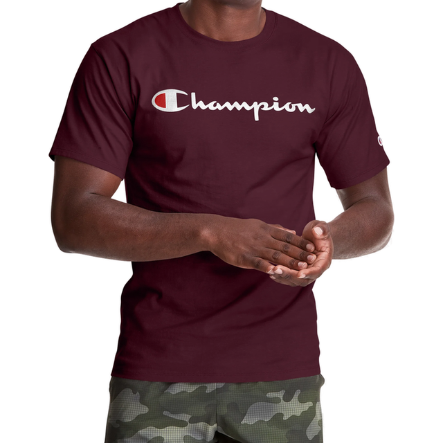 Champion mens Classic T-shirt  Script Logo T Shirt  Maroon-y07718  Large US