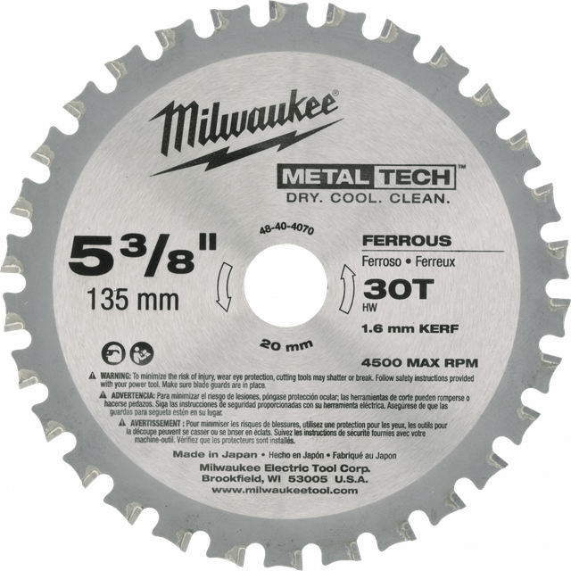 Milwaukee Metal Circular Saw Blade 135 x 20 x 1.6mm 30T in White Resin