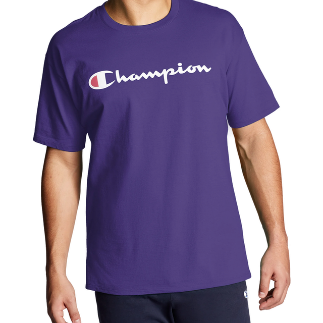 Champion mens Classic T-shirt  Classic Script T Shirt  Purple Pr-y0679