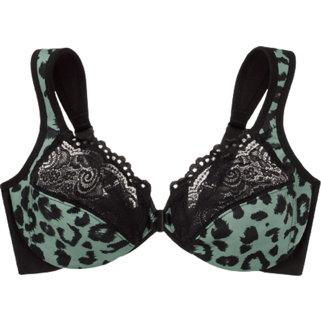 Glamorise Full Figure Plus Size Wonderwire Front Close Bra - Leopard