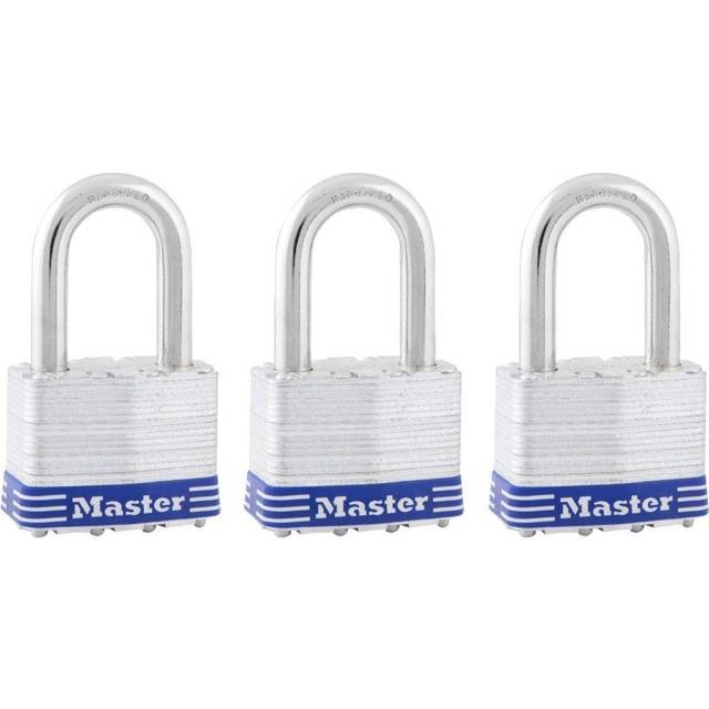 Master Lock 5TRILFPF Outdoor Padlock with Key  3 Pack Keyed-Alike Silver