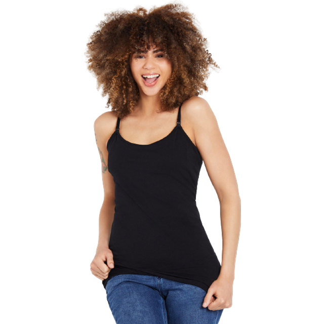 Motherhood Maternity Womens Maternity clip Down Nursing Tank Top cami  Black  Extra Small