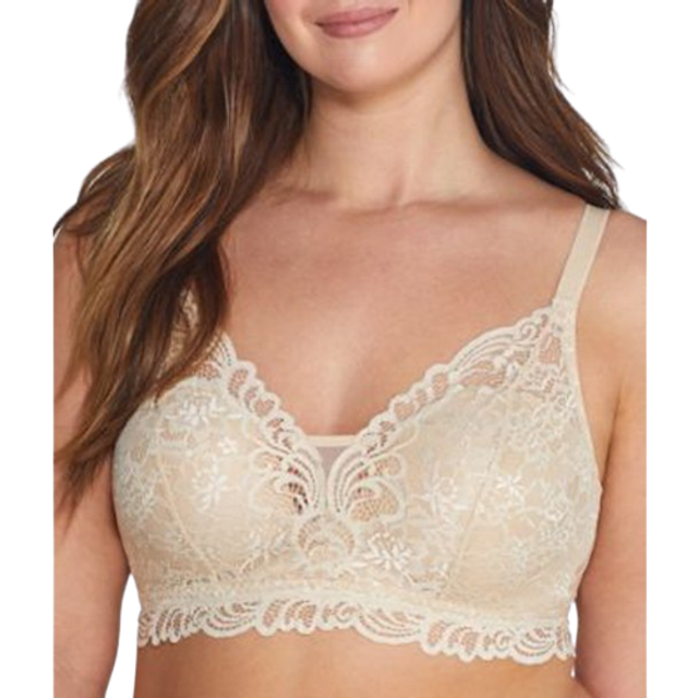 Bali Lace Desire Wireless Bra  Full-Coverage Wirefree Bra  ComfortFlex Fit Convertible Bra for Everyday Wear Sizes S to 2XL  Latte Lift  Medium