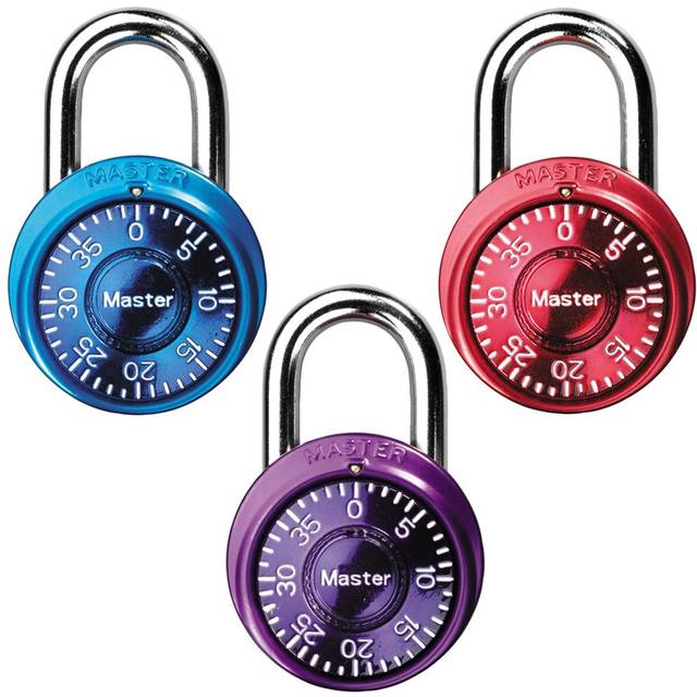 Master Lock 1533TRI Locker Lock Mini Combination Padlock  3 count Pack of 1  Colors may vary