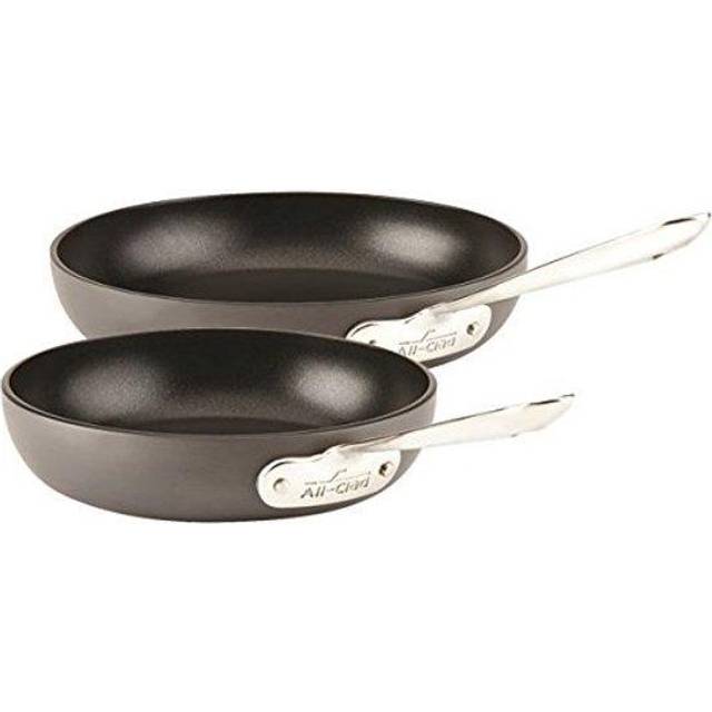 All-Clad 2100090557 E785S264 HA1 hård anodiserad nonstick diskmaskinssäker PFOA gratis 20 cm stekpanna köksredskap, 2-delar, svart, aluminium