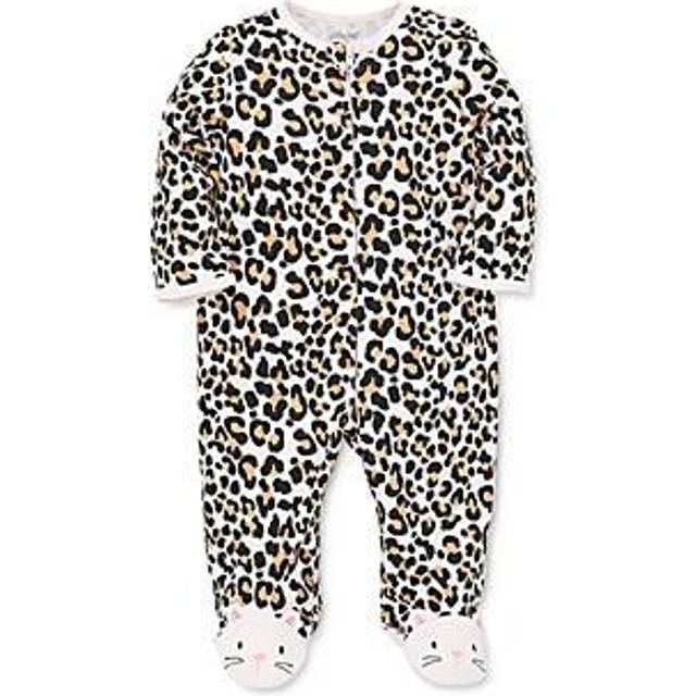 Little Me 2-Piece Baby Girls' Leopard Print Kitty Feet Footie and Cap Set  Newborn