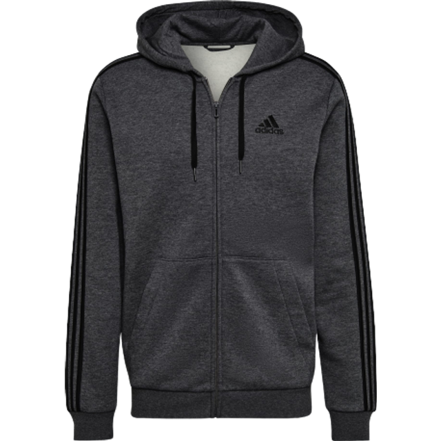adidas mens Essentials Fleece 3-stripes Full-zip Hoodie Jacket  Dark G