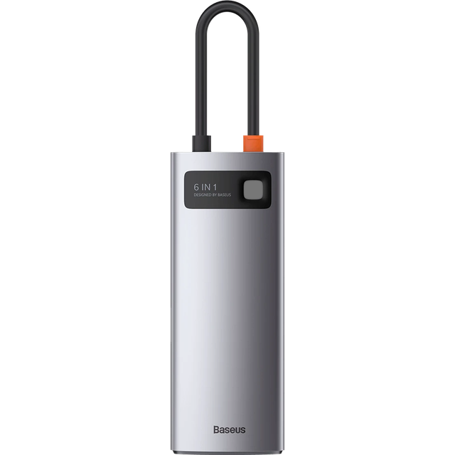 Baseus 10 Gbps USB C Hub Typ C till HDMI-kompatibel USB Adapter Ethernet Port Dockningsstation för MacBook Air M1 M2 USB Splitter 6 in1 60Hz 3.0 silver