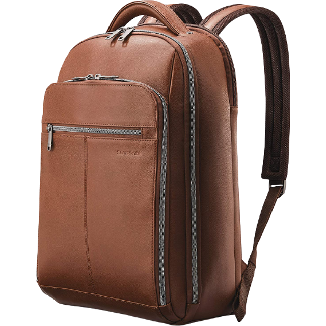 Samsonite Classic Leather Backpack  Cognac  One Size
