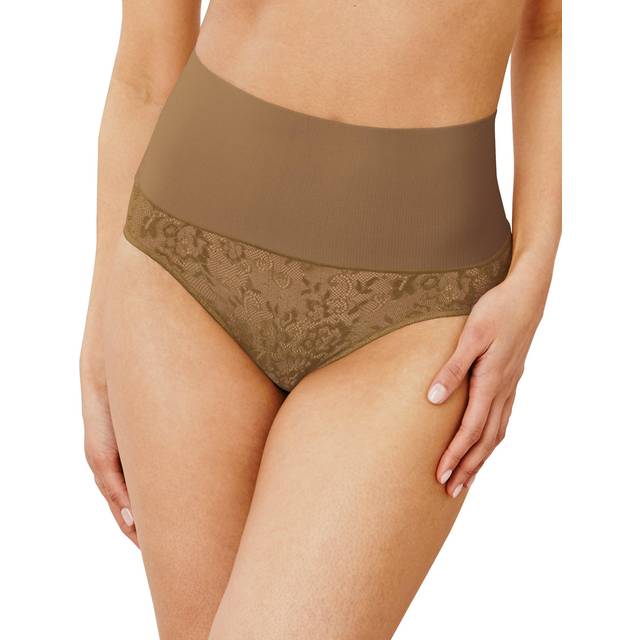 Maidenform Women's Shapewear  Tame Your Tummy Firm Control Brief Underwear  Toning Shaper  Caramel Swing Lace  Small