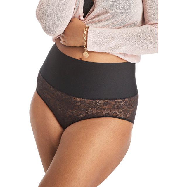 Maidenform Tama din mage trosor för kvinnor, Svart spets, XL