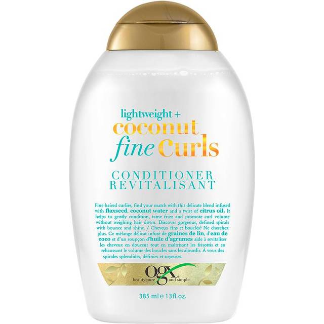 OGX Lightweight + Coconut Fine Curls Conditioner, Lightweight, Coconut Water Conditioner, 13 Fl Oz