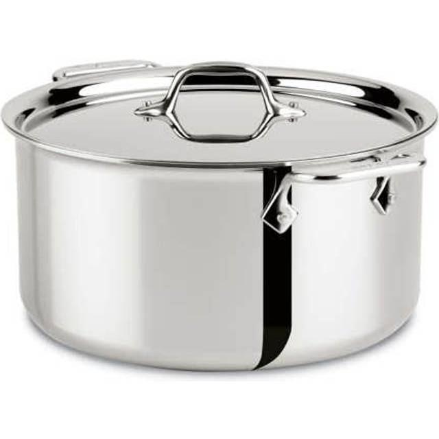 All-Clad D3 3-Ply Stainless Steel Stockpot 8 Quart Induction Oven Broiler Safe 600F Pots and Pans  Cookware Silver
