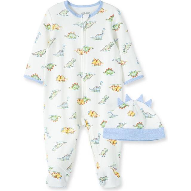 Little Me Boys Ivory Cotton Dinosaur Babysuit Set - 6 month