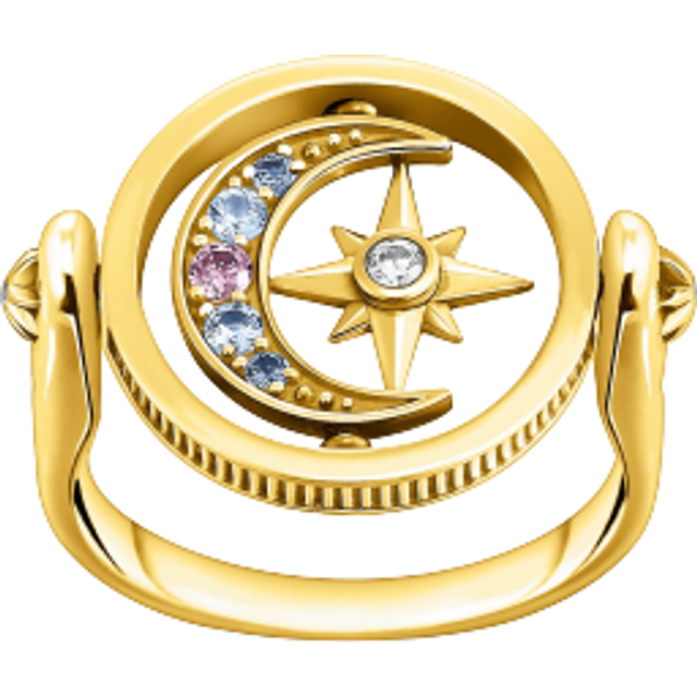 Thomas Sabo Ring Royalty star & Moon gold multicoloured TR2377-959-7-52 - dark-blue/yellow gold-coloured/light blue/violet/white