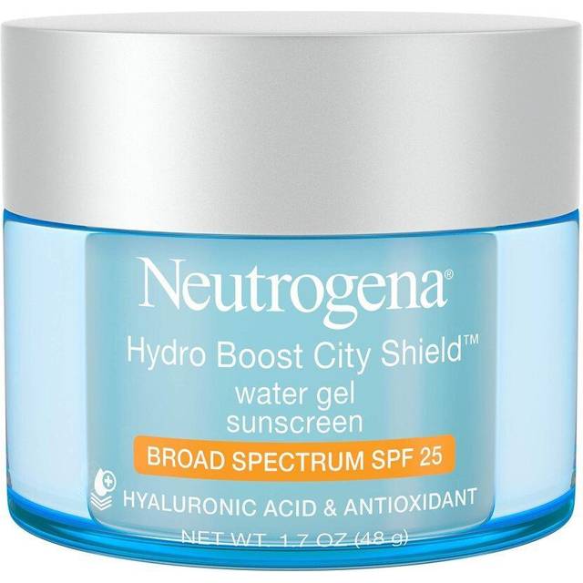 Neutrogena Hydro Boost City Shield Water Gel with Hydrating Hyaluronic Acid, Antioxidants, and Broad Spectrum SPF 25 Sunscreen, Oil-Free, Alcohol-Free, Non-Comedogenic, 1.7 oz