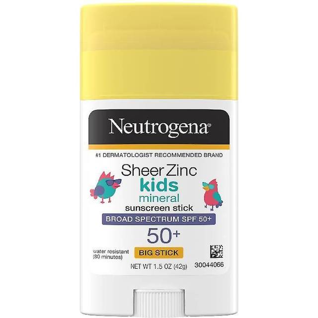 Sheer Zinc Oxide Kids Mineral Sunscreen Stick, Broad Spectrum SPF 50+ & UVA/UVB Protection & Water Resistant with Residue-Free, No-Mess Application,