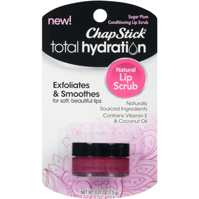 ChapStick Total Hydration Sugar Plum Flavor Conditioning Lip Scrub and Lip Exfoliator Jar - 0.27 Oz
