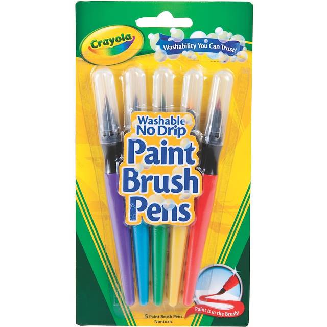Crayola No-Drip Non-Toxic Paint Brush Pen Set, Set Of 5