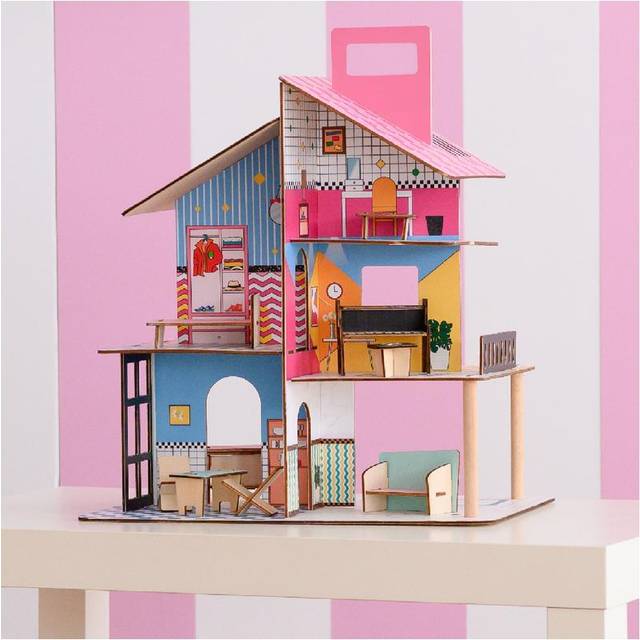 Teamson Kids - Olivia's Little World 360 Kids Wooden Doll house 3.5' Dolls & 12 Accessories Multi TD-13260C