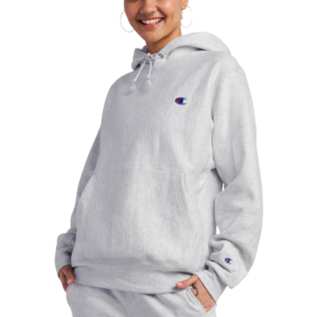 Champion Hoodie  Reverse Weave  Heavyweight  Fleece Sweatshirt for Men and Women  Gfs Silver Grey Left Chest C  Small