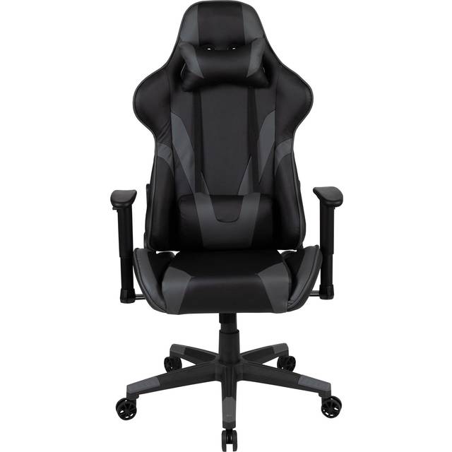 Flash Furniture X20 Gaming Chair Racing Office Ergonomic Computer PC Adjustable Swivel Chair with Fully Reclining Back in Gray LeatherSoft