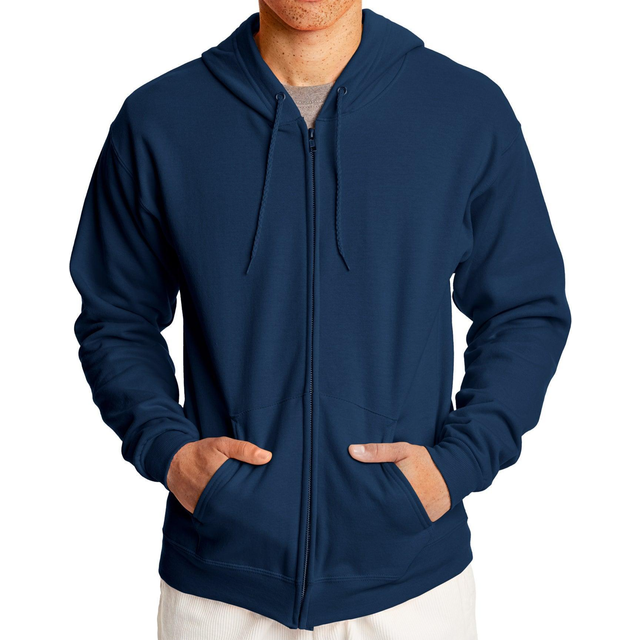 Hanes Men's Full-Zip Eco-Smart Hoodie  Navy  Medium