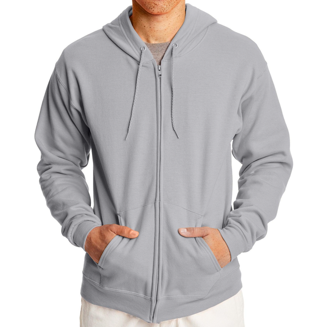 Hanes Men's Full-Zip Eco-Smart Hoodie  Light Steel  Large