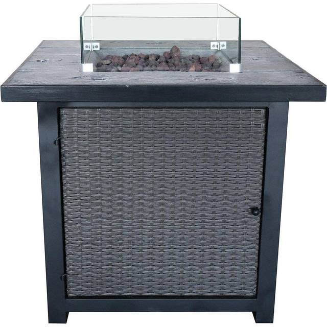 Teamson Home 29" Large Square Faux Concrete Top Gas Fire Pit, Grey