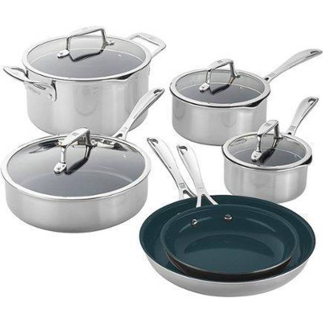 Zwilling Ja Henckels Clad Cfx 10Pc Stainless Steel Ceramic Nonstick Cookware Set
