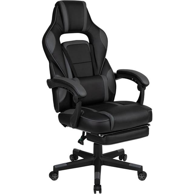 Flash Furniture X40 Gaming Chair Racing Ergonomic Computer Chair with Fully Reclining Back/Arms, Slide-Out Footrest, Massaging Lumbar - Black/Gray