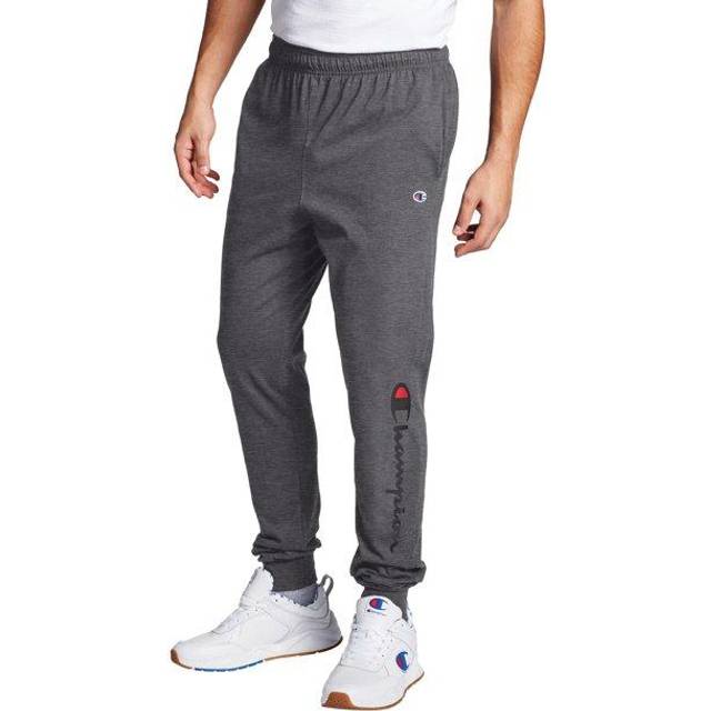 Champion Joggers  Lightweight Lounge  Jersey Graphic Pants for Men  31  Granite Heather Script  Small