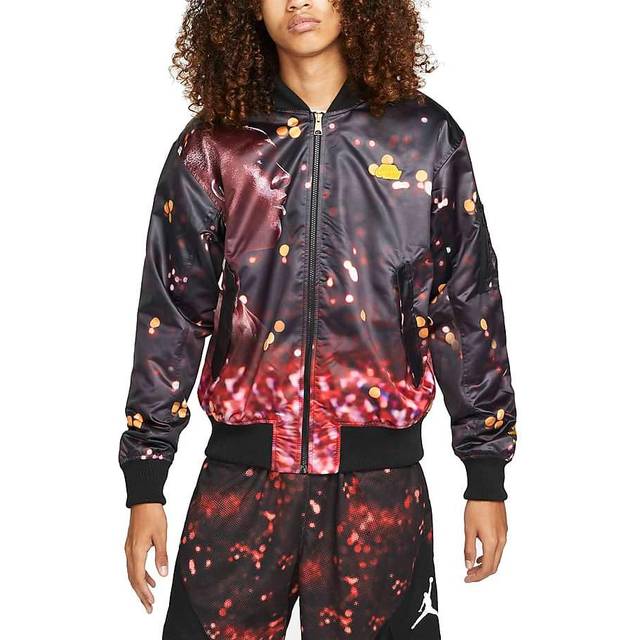 Jordan, Jacka, Herr, L, Polyester, Quiltad Bomberjacka Svart/Brun - multicolor (L)