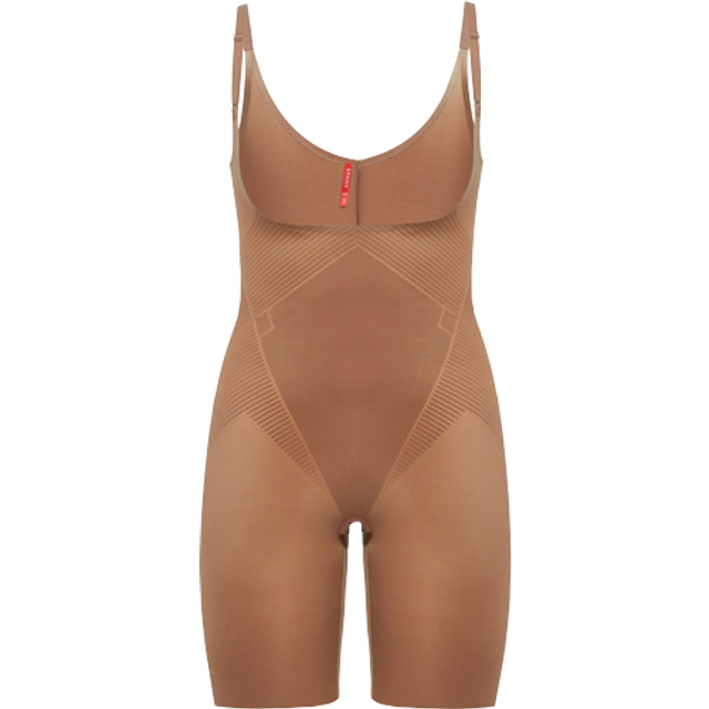 SPANXshape Invisible Open-Bust Mid-Thigh Bodysuit - CAFE AU LAIT - Small