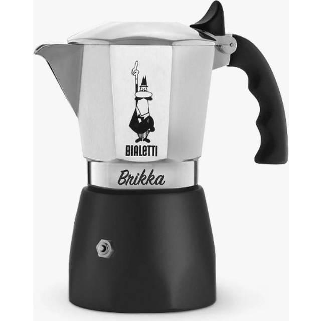 Bialetti Brikka Stove-top Espresso Coffee Maker, 2 Cups, 100ml, Black/Silver