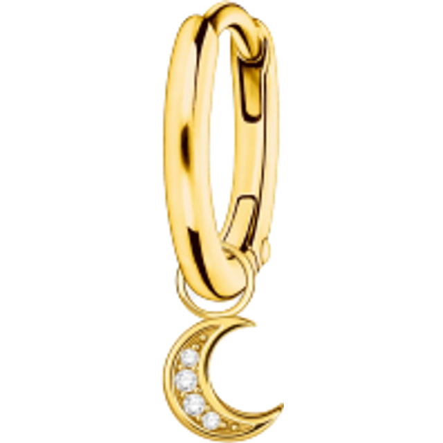 THOMAS SABO Ladies Single Gold-Plated Hoop Moon Pendant Earring CR708-414-14