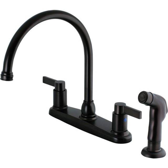 Kingston Brass FB2795NDLSP NuvoFusion 8-Inch Centerset Kitchen Faucet with Sprayer Oil Rubbed Bronze