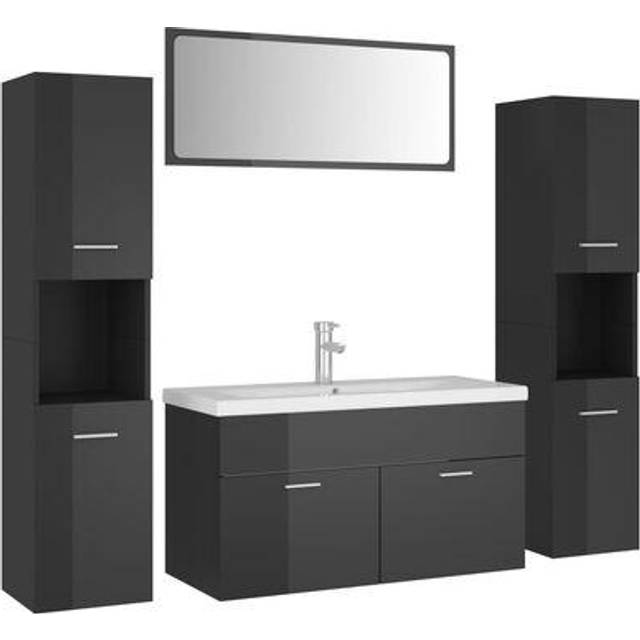 Vidaxl Bathroom Furniture Set White Engineered Wood
