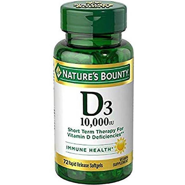 Nature's Bounty Vitamin D3 Softgels, 250 mcg, 10000 IU, 72 Ct