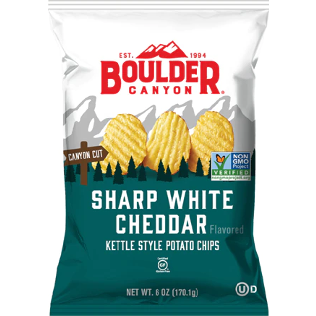 Boulder Canyon Kettle Style Potato Chips Sharp White Cheddar 6 oz
